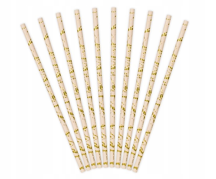 Słomki BIO RURKI papierowe do picia różowe złote pudrowy urodziny roczek Marka JKL