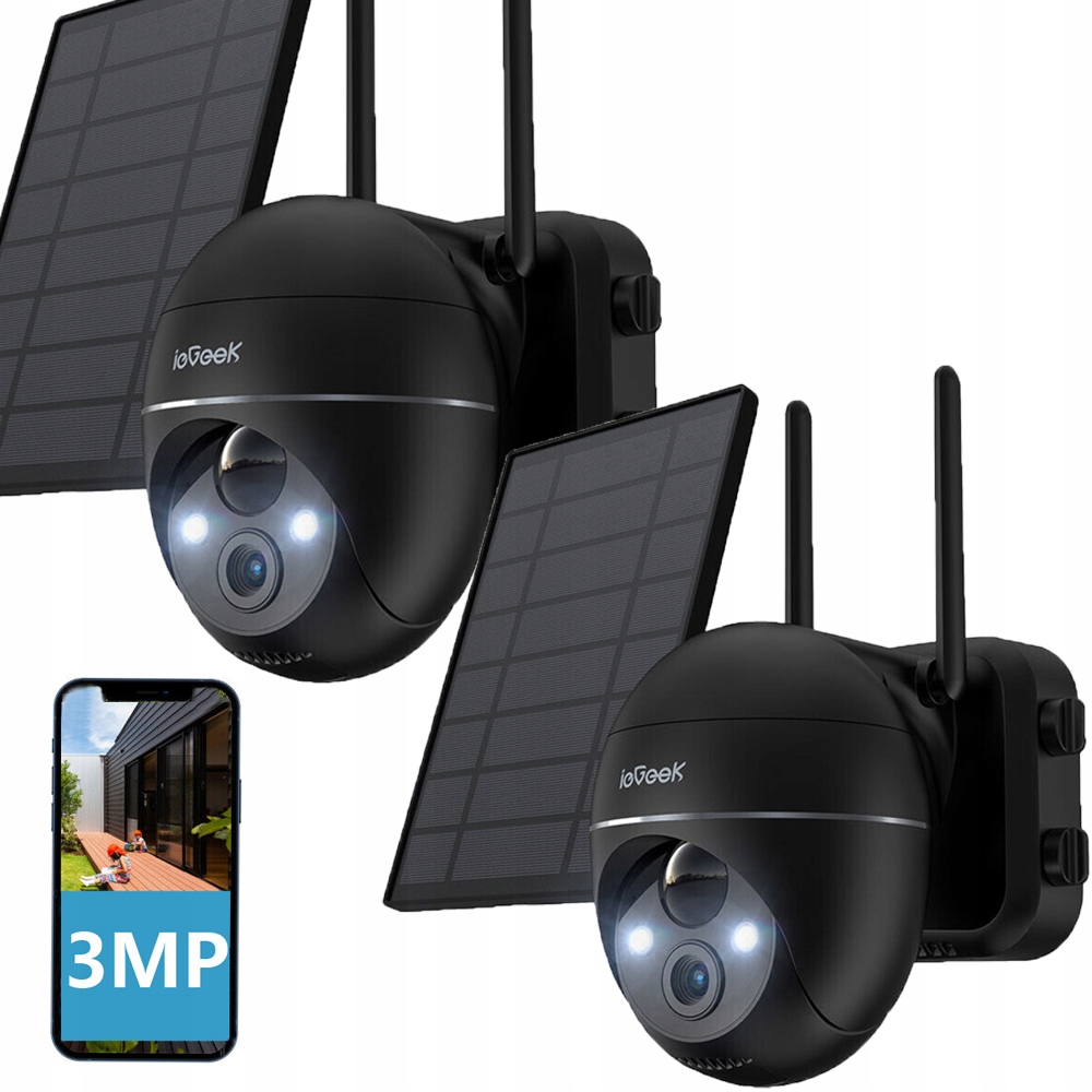 Bezprzewodowa słoneczna kamera zewnętrzna 2K 2PCS
