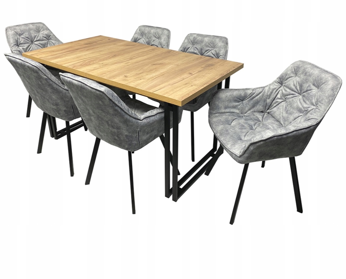 MEGA ZESTAW stół 80x150/190+6 krzeseł LOFT INDUST Kształt blatu prostokątny