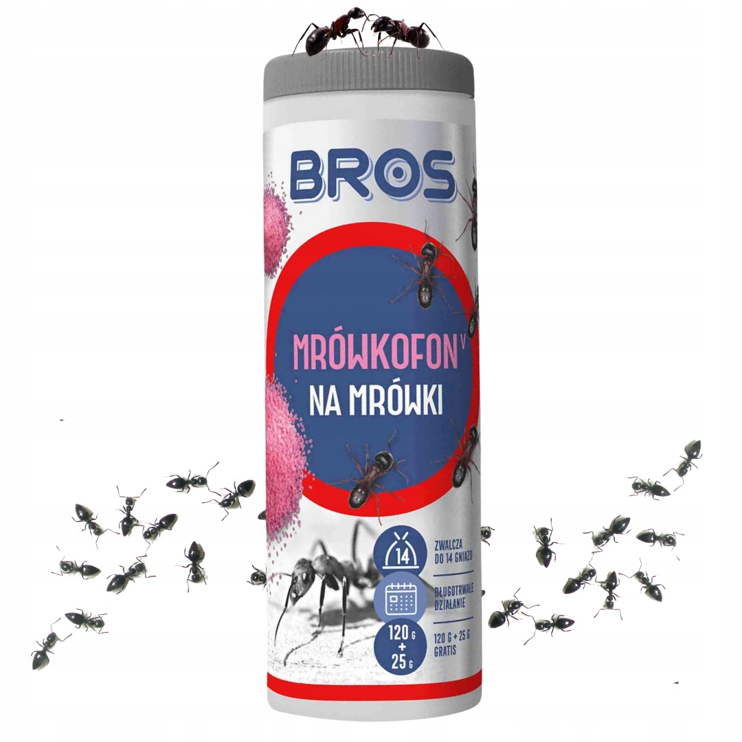 BROS MRÓWKOFON GRANULAT NA MRÓWKI 120g Likwiduje Do 14 GNIAZD Mrowisk x3 EAN (GTIN) 5904517001626