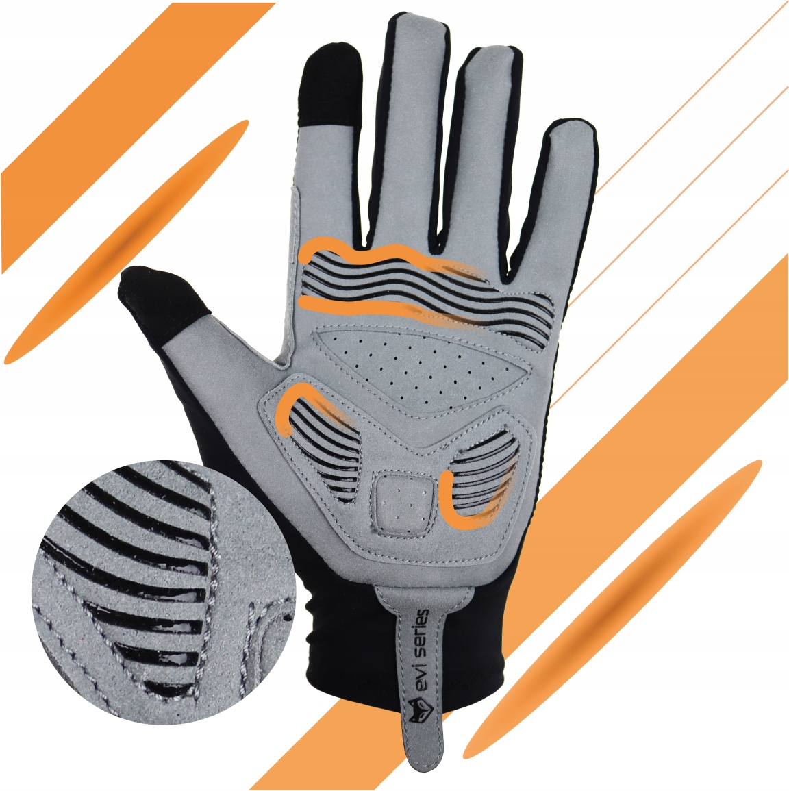 RĘKAWICZKI ROWEROWE DOTYKOWE SPORTOWE DŁUGIE ŻELOWE BIEGANIA ODBLASK L/XL Rozmiar L/XL