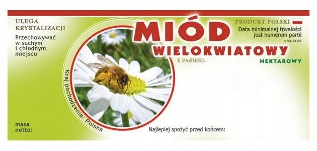 

Etykieta naklejka na miód (154x60mm Wl 100szt E110