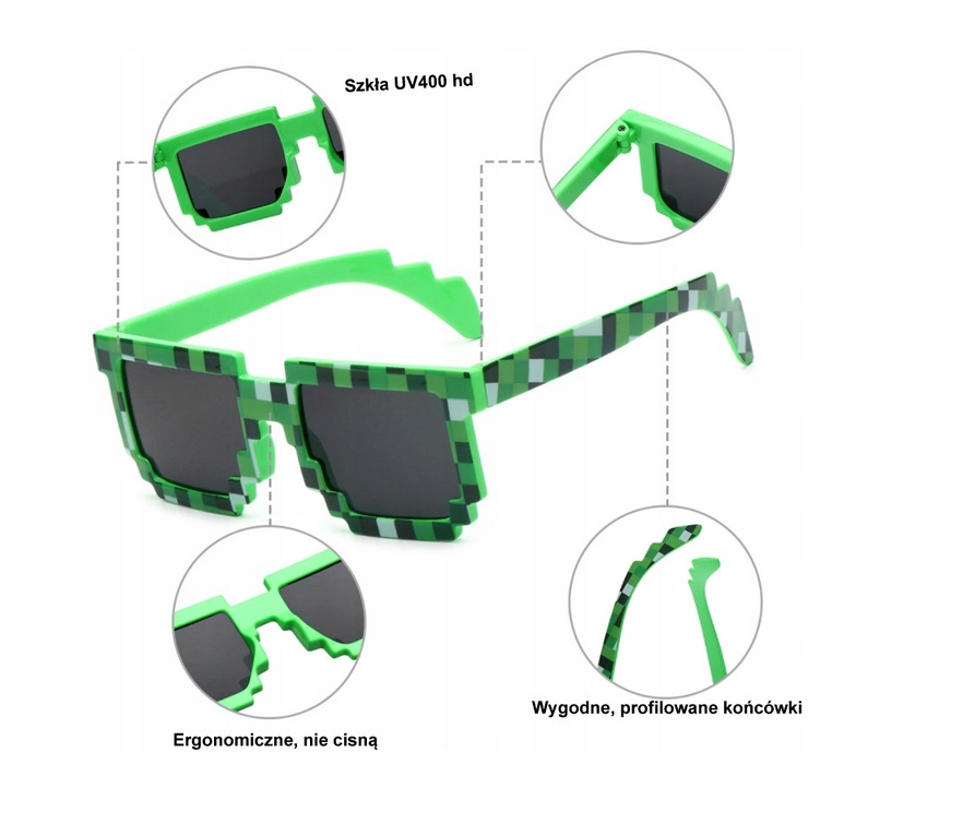 OKULARY PRZECIWSŁONECZNE MINECRAFT PIXEL THUG LIFE Waga produktu z opakowaniem jednostkowym 0.02 kg