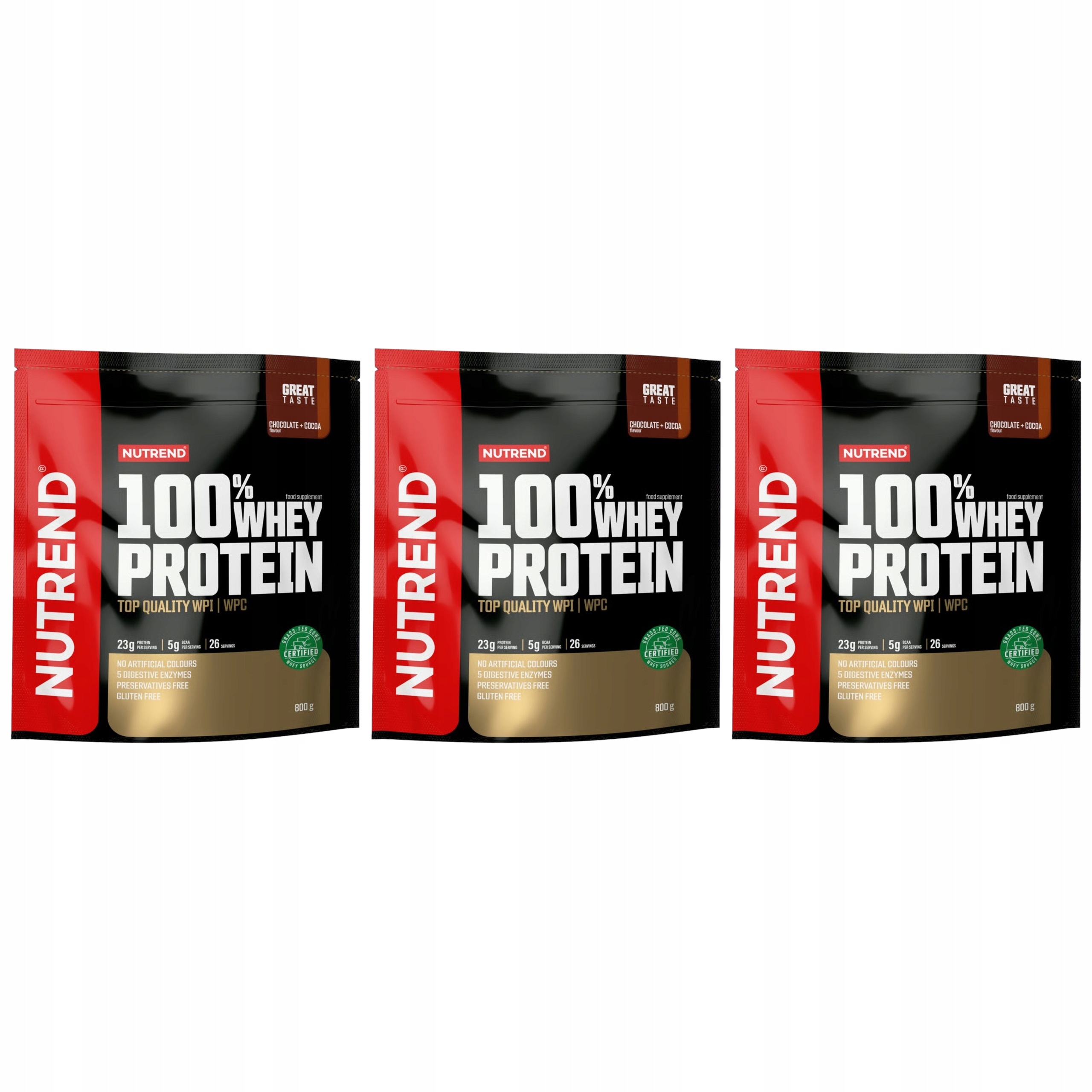 3x Bílkoviny Nutrend 100% Whey Protein Wpc Wpi 800 g Čokoláda Kakao Bcaa Výživa