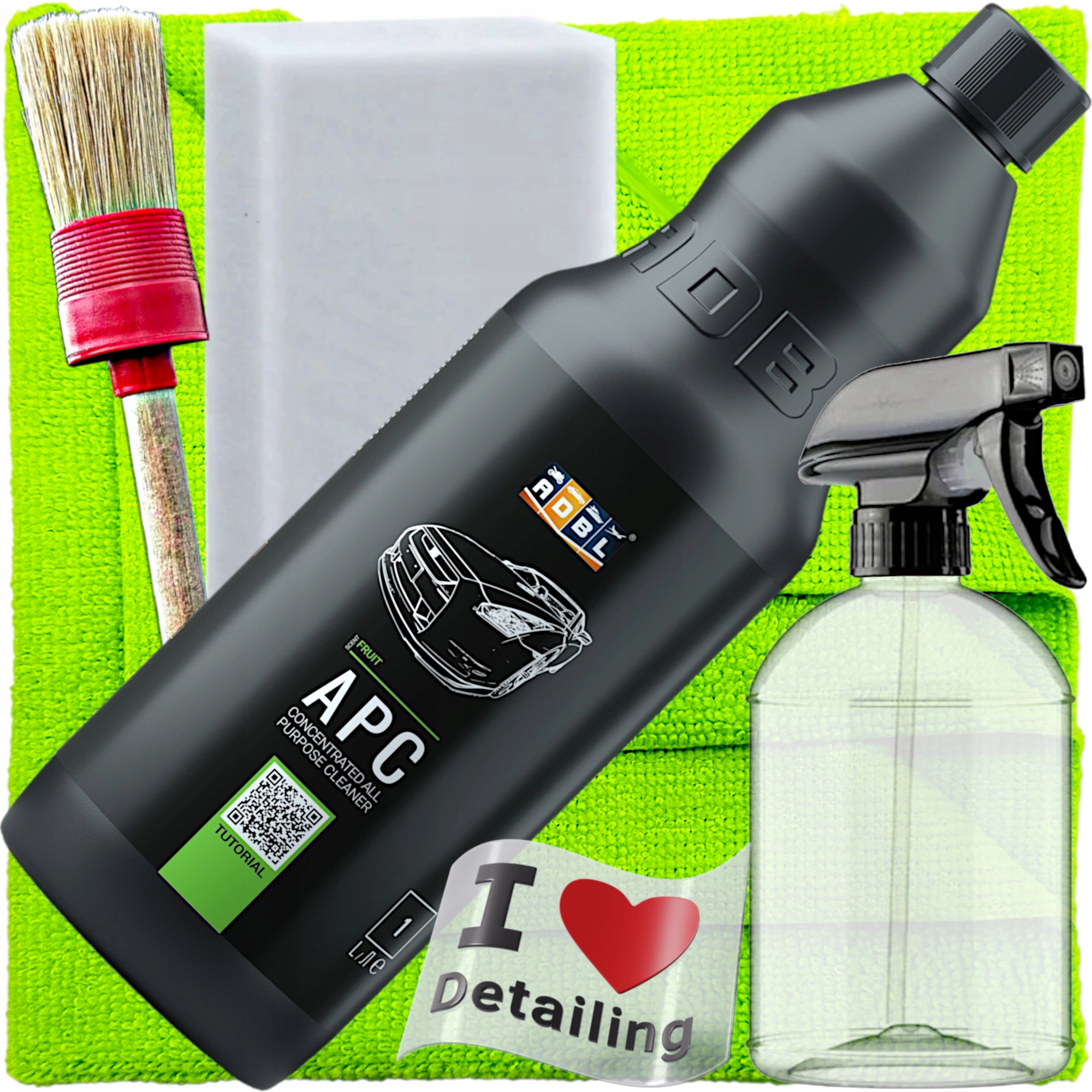 ADBL APC 1L UNIWERSALNY ŚRODEK CZYSZCZĄCY MOCNY AKCESORIA MIKROFIBRA PĘDZEL