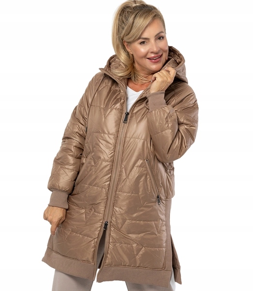 Dámská prošívaná bunda Roma s kapucí oversize, zateplená, velikost XXL