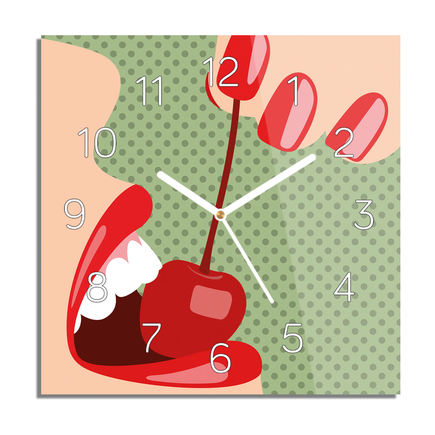 

Wiśnia usta pop art zegar na szkle z foto 30x30