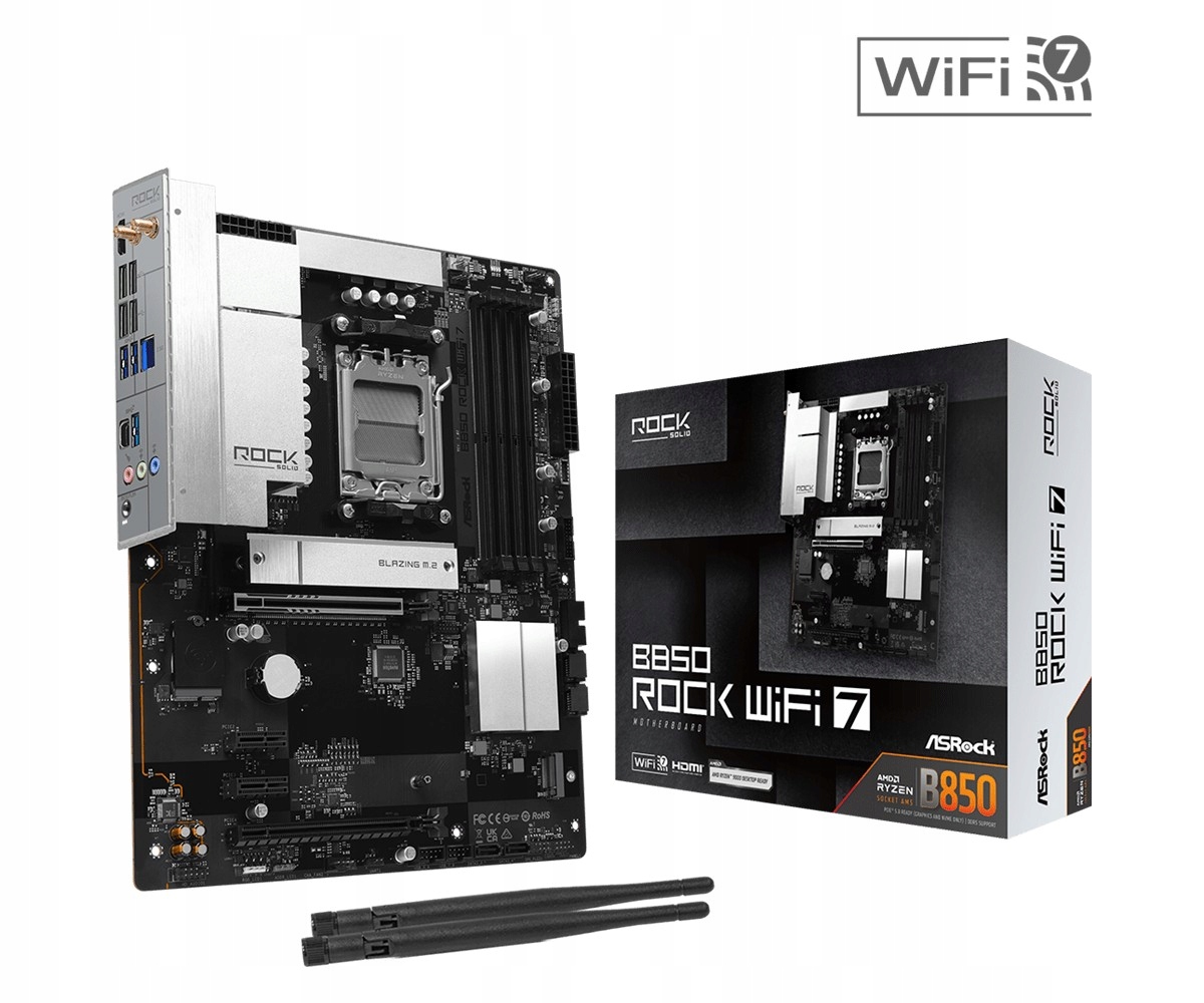 Asrock Płyta główna B850 Rock Wifi 7 AM5 4DDR5 Atx