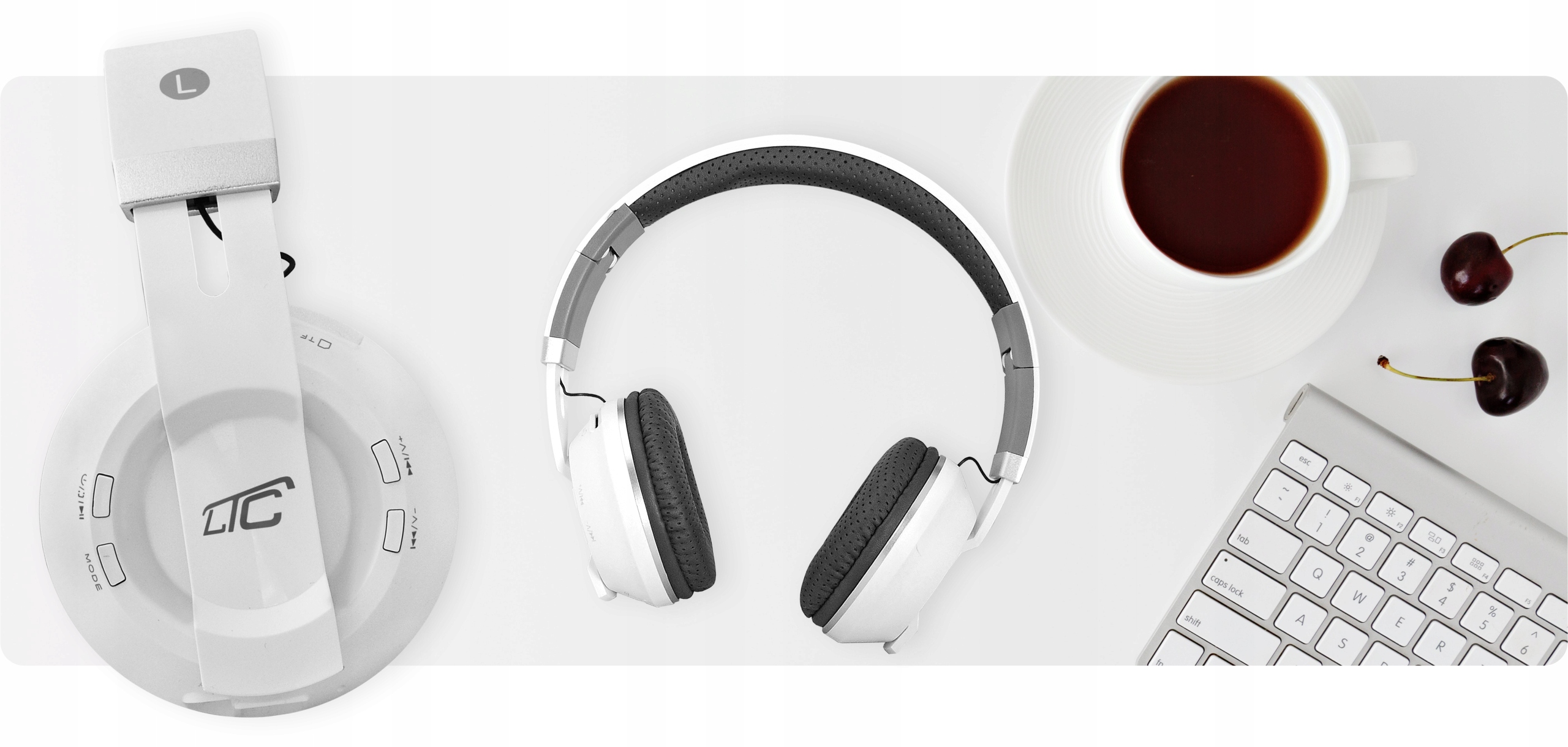 SŁUCHAWKI BLUETOOTH BEZPRZEWODOWE BIAŁE Zasięg 10 m