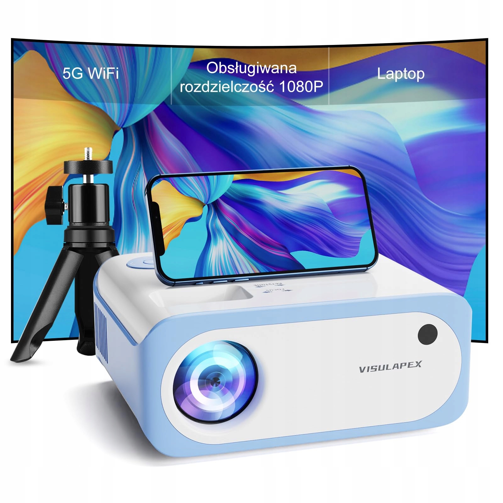 Projektor Visulapex V3 přenosný Full Hd 9000 lumenů WiFi 5G