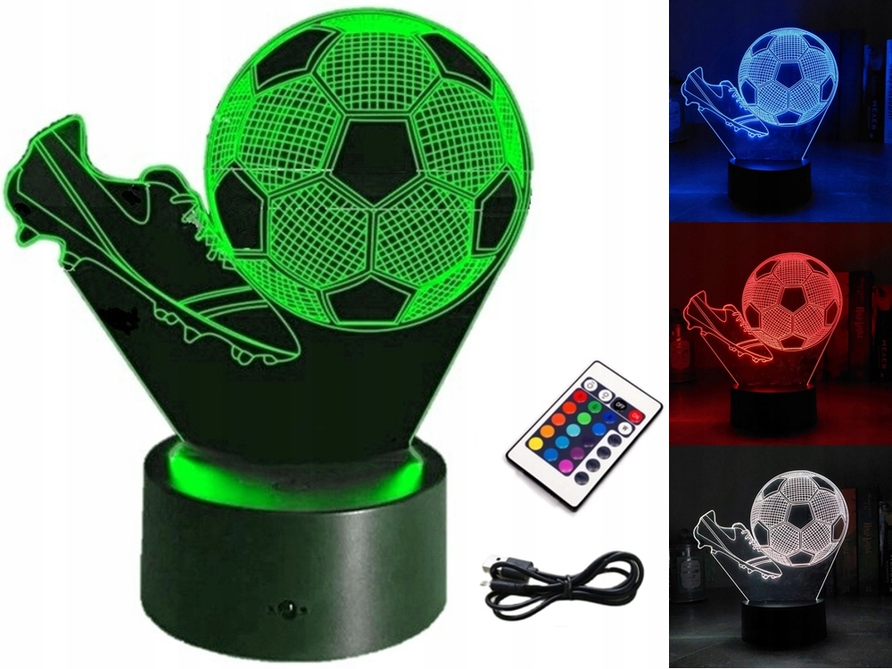 

Lampka Nocna Piłka Nożna 3D Led Rgb Pilot