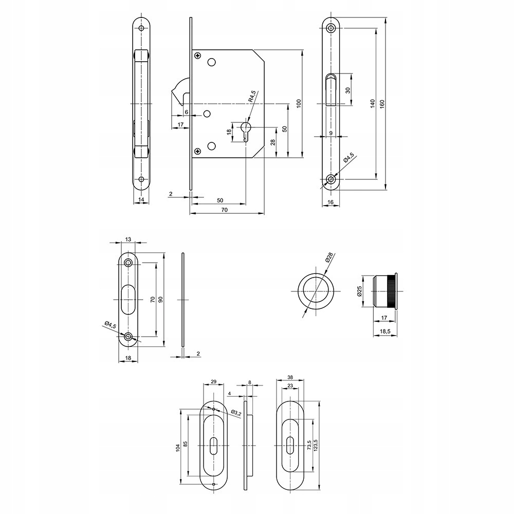 Zamek do drzwi przesuwnych wc owalny do kaset Kod producenta SU5331