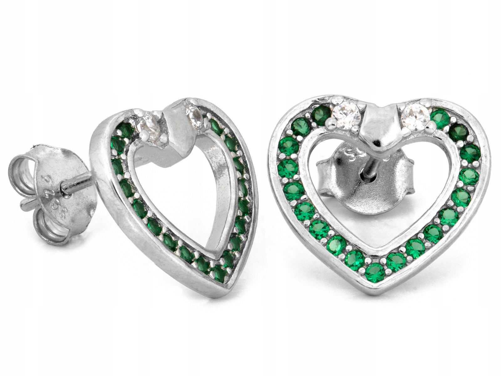 Náušnice stříbrné tyčinky 0.925 se zelenými zirkony 2.08 g jako dárek