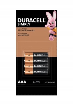 4 szt Mocne Baterie Alkaliczne Duracell LR3 R3 Aaa