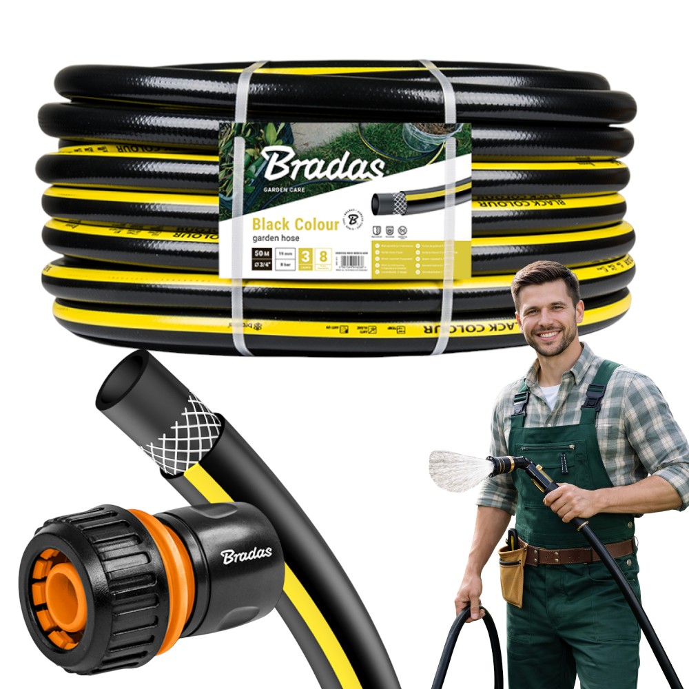 Wąż Ogrodowy Solidny Black Colour 50 metrów 3/4`` Szybkozłączka 3/4