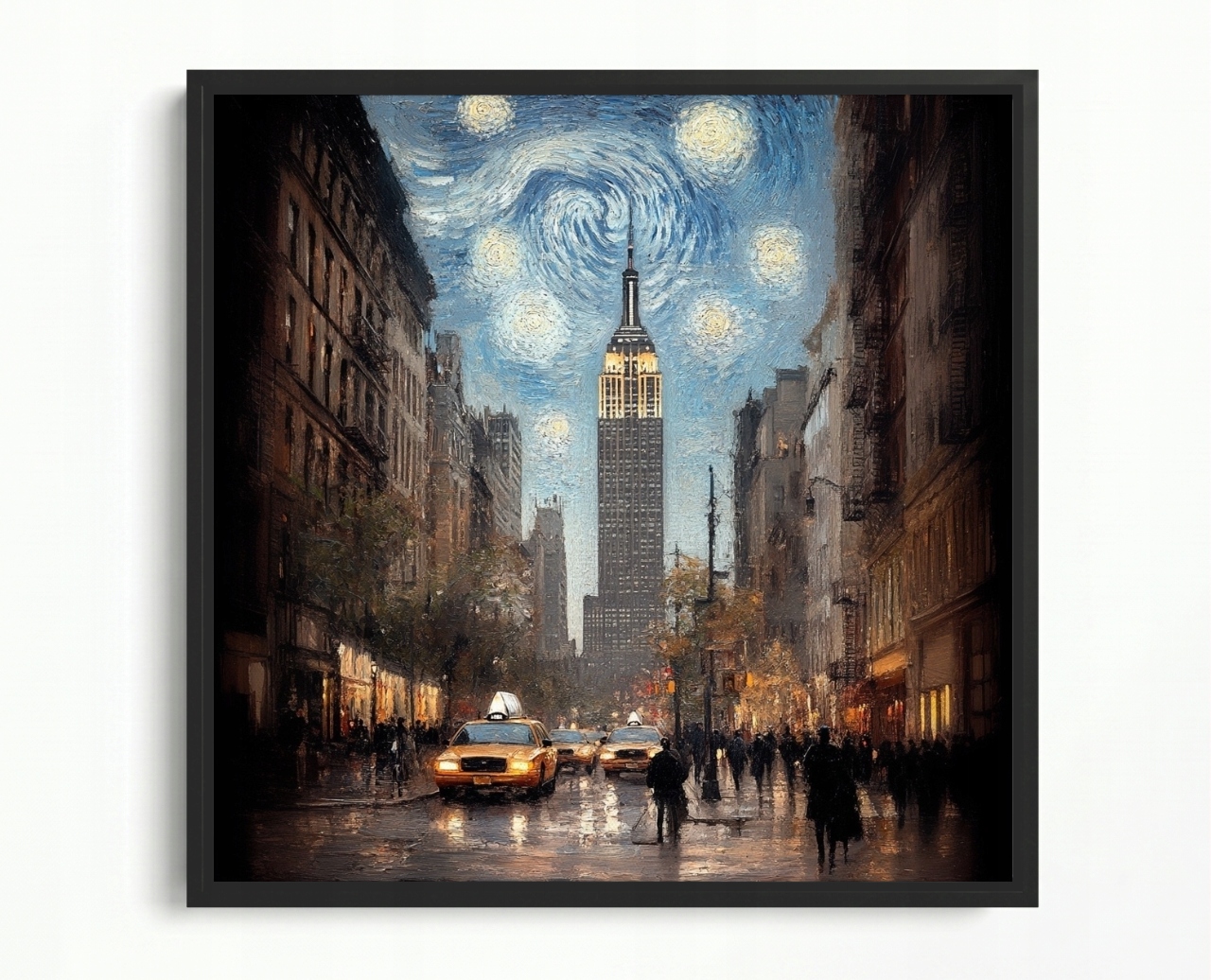 Obraz Rám American Box Město New York Hvězdná Noc Van Gogh 50x50