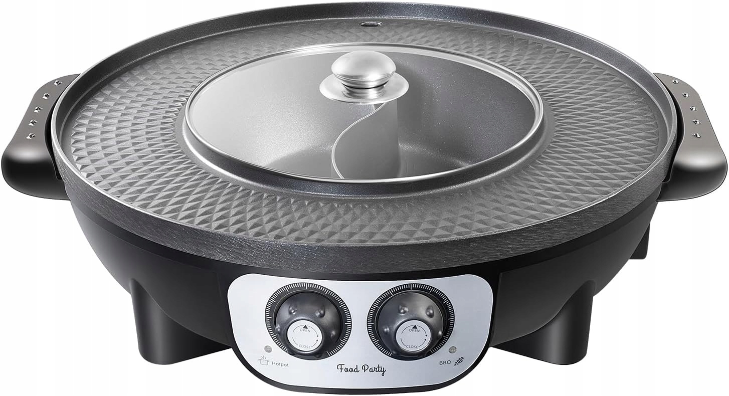 FOOD PARTY Elektryczny Garnek Grill 2w1 BBQ Fondue Raclette XXL 8 Osób — miniatura 9