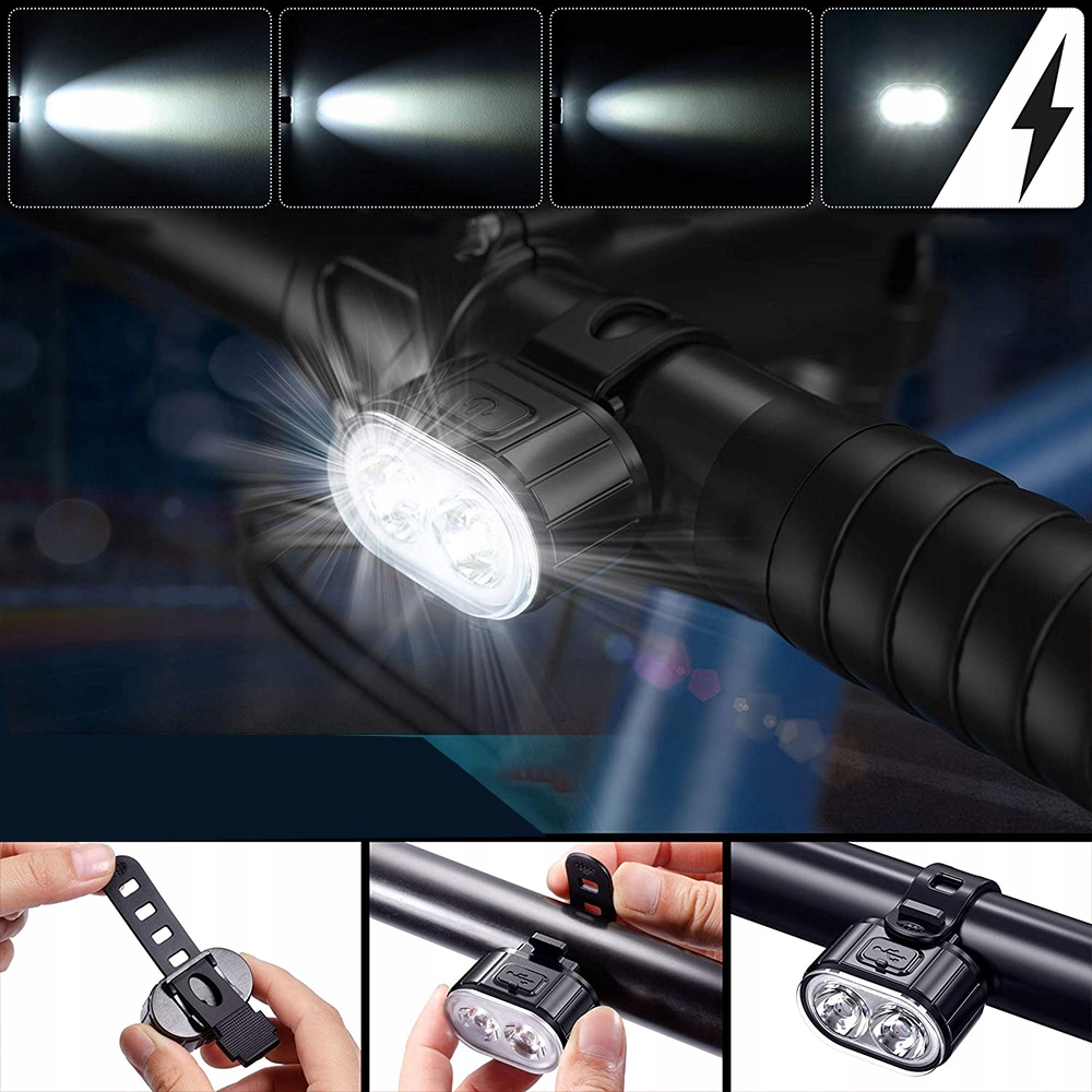 LAMPKA ROWEROWA ŚWIATŁO PRZÓD TYŁ NA KIEROWNICĘ Źródło światła dioda LED