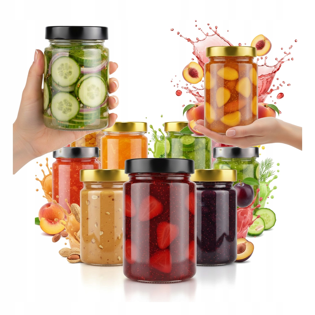 Set 50X Sklenice Atena 330ML Vysoké Víčko FI66 Džem Med Dárek Svatba