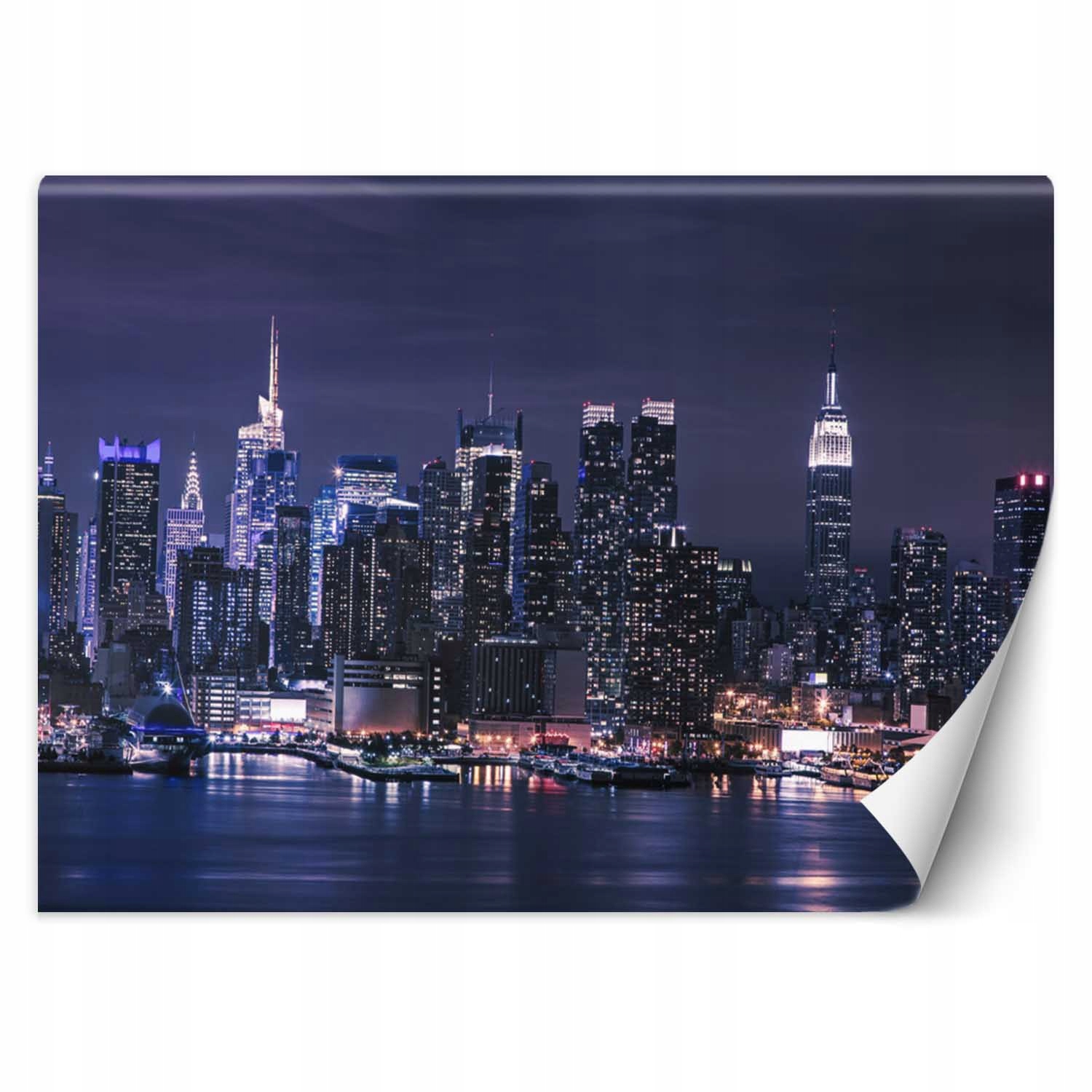 Fototapeta 3D New York v noci mrakodrapy voda 350x245
