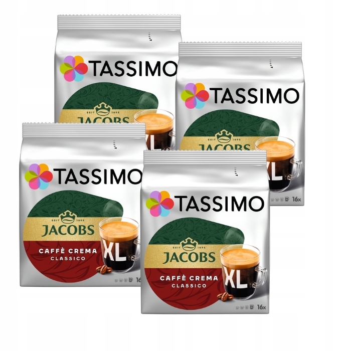 Zestaw 4x Kapsułki Tassimo Jacobs Caffe Crema Classico XL 16 szt.