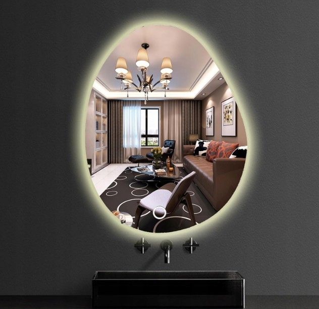 Kúpeľňové zrkadlo Led veľké 80 x 60 cm Asymetrické Antipara