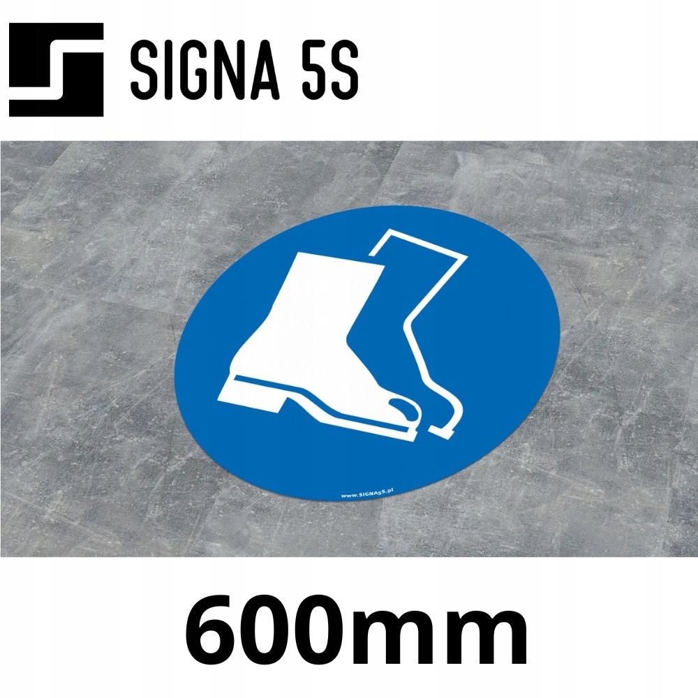 Podlahová značka SafeWalk „Příkaz k použití ochrany nohou“ 60 cm R10