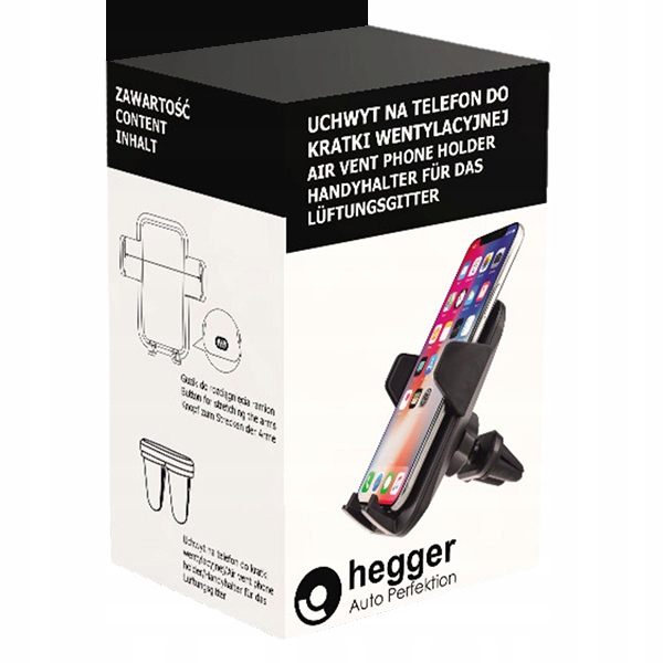 HEGGER UCHWYT NA TELEFON DO SAMOCHODU REGULOWANY NA KRATKĘ NAWIEWU Stan opakowania oryginalne