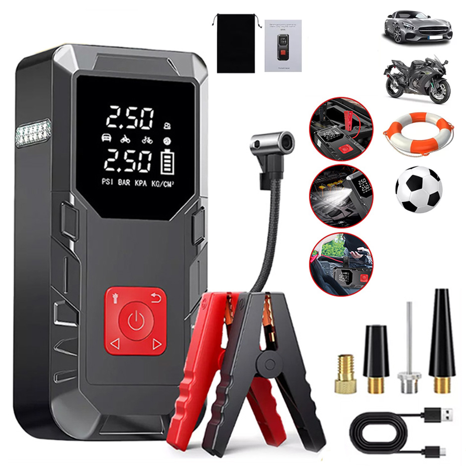 Startovací zařízení Jump Starter Booster Usměrňovač Startér Powerbanka