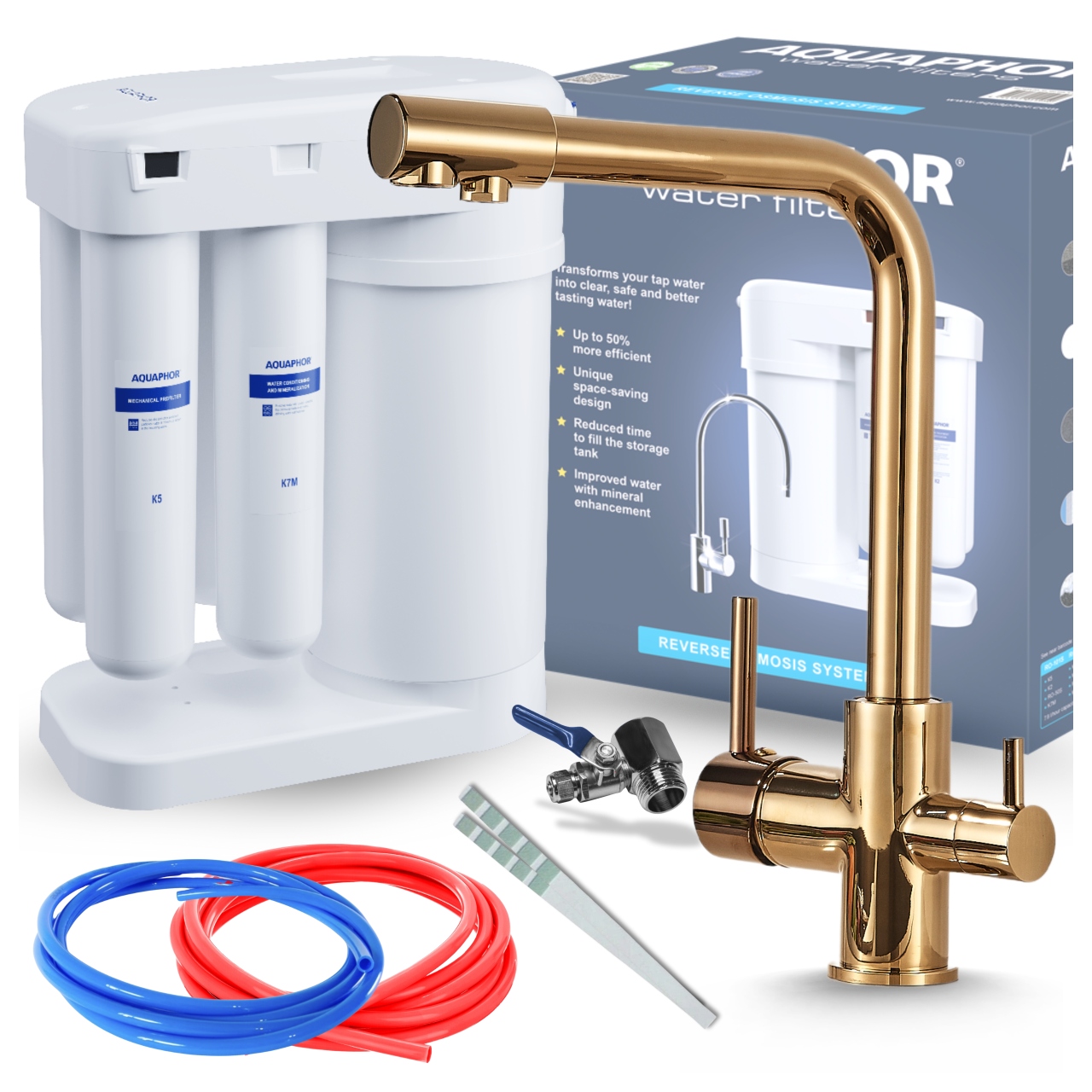 Filtr Reverzní Osmózy Aquaphor Morion A Zlatá Třícestná Kuchyňská Baterie