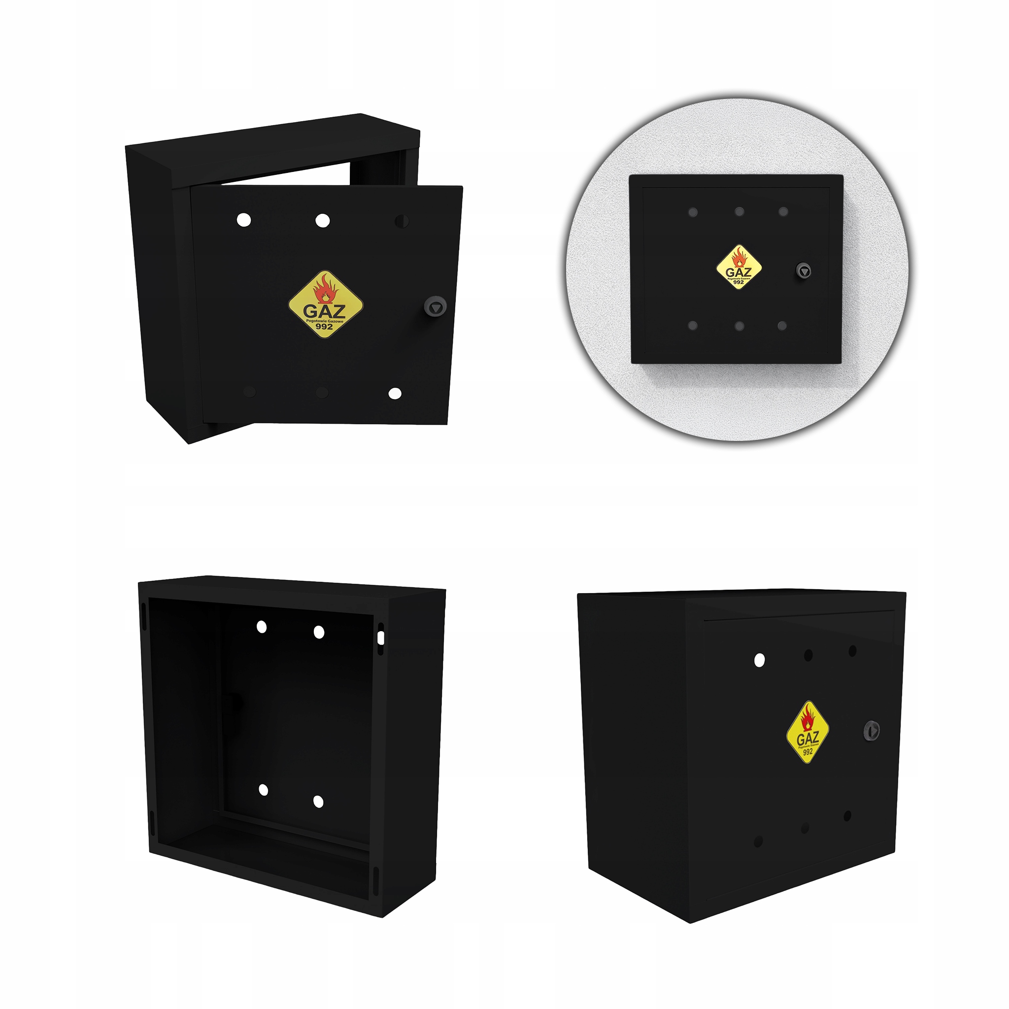 Plynová Skříňka 40x40x25 Černá Šedá Skříňka Na Plynový Ventil Ocelová