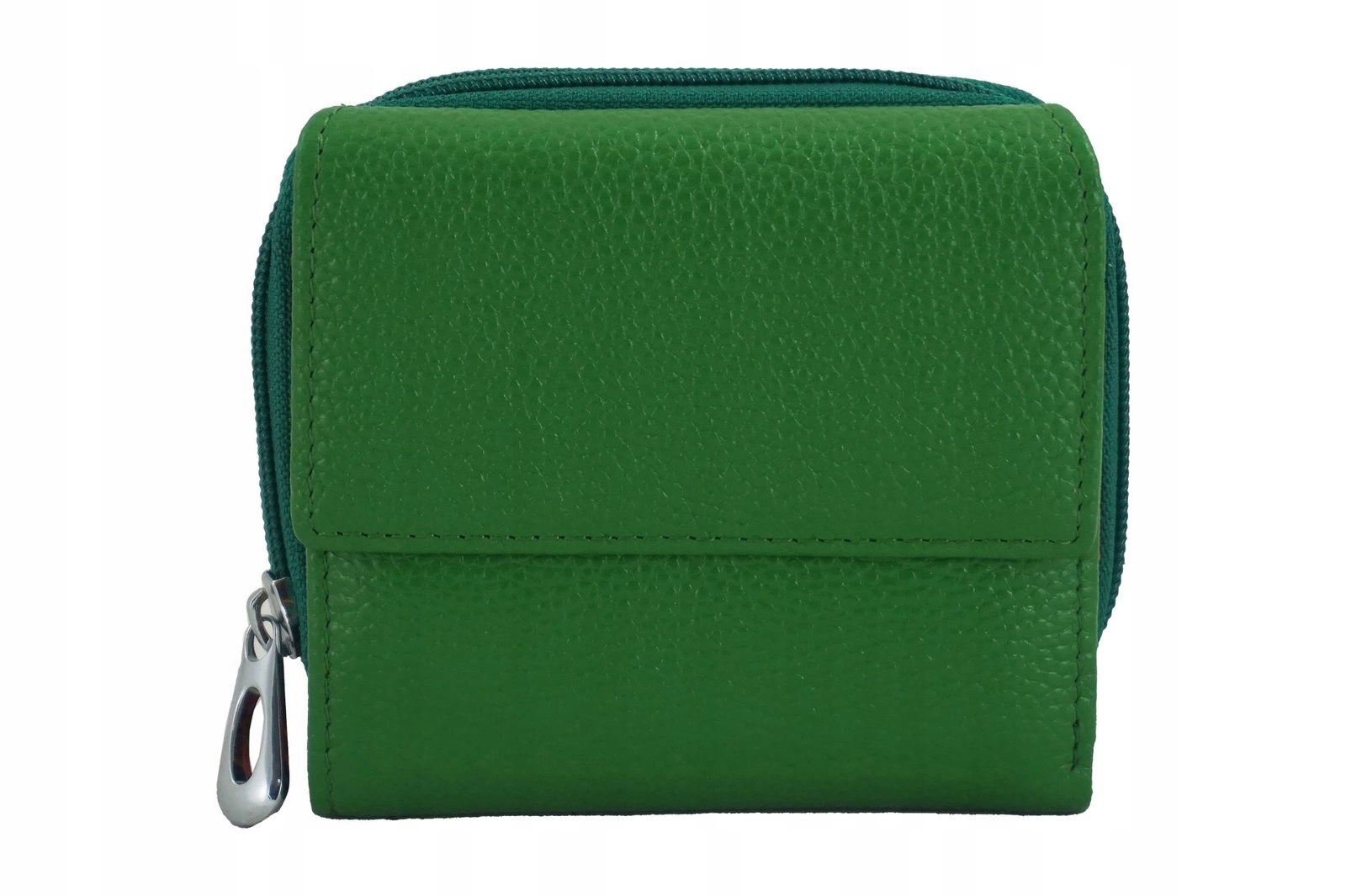 Mládežnická kožená peněženka, zelená, barevný interiér