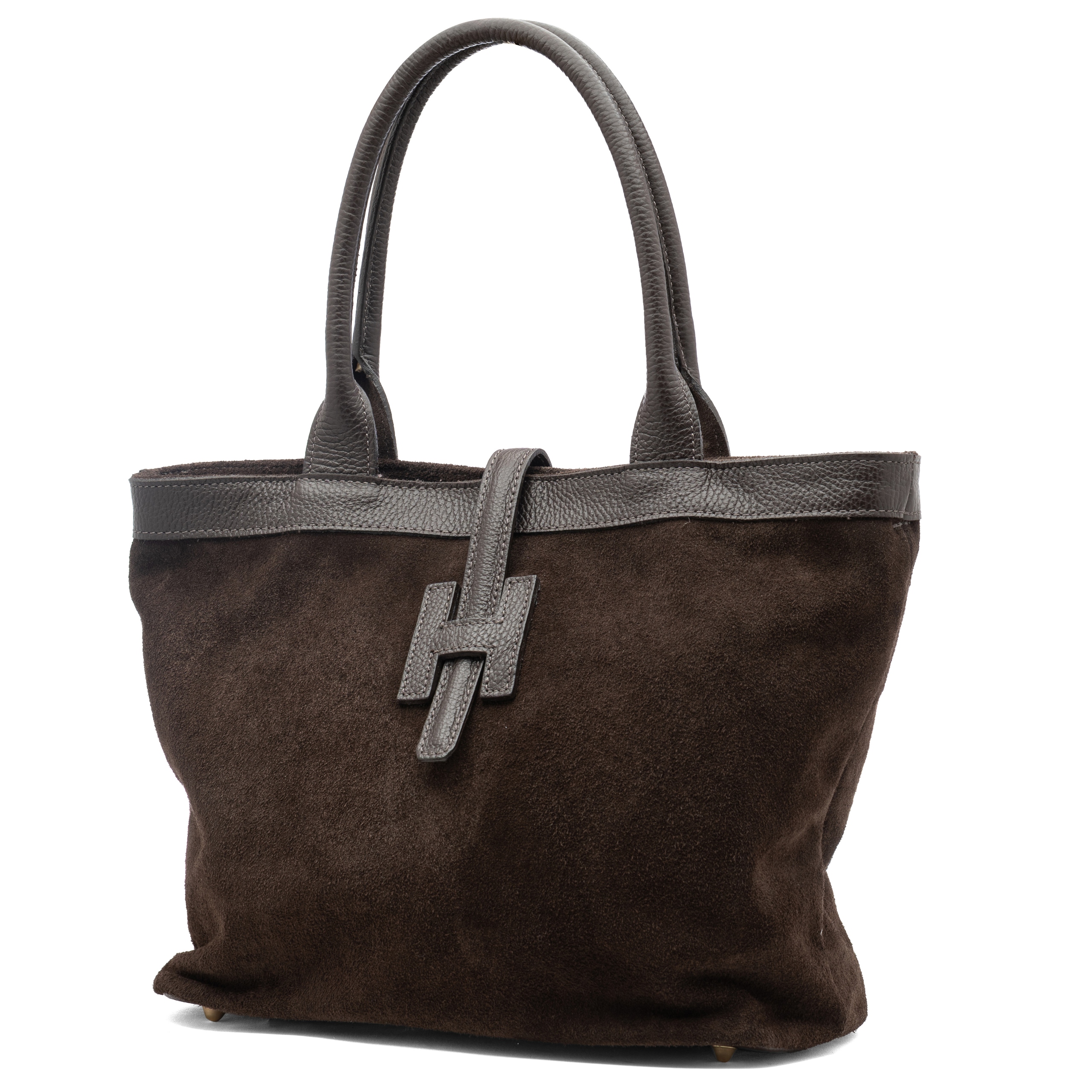 Vera Pelle kabelka shopper přírodní kůže semišová hnědá čokoládová