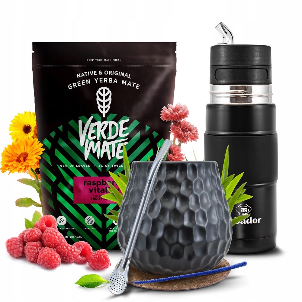 Sada Yerba Verde Mate Raspberry Vitality 500 g 0,5 kg Yerbomos X All In One