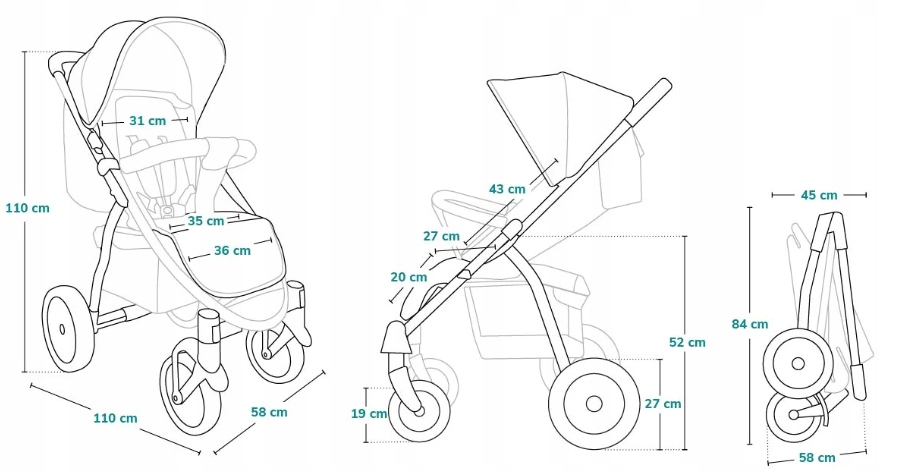 WÓZEK SPACEROWY LIONELO ANNET PLUS FOLIA UCHWYT GREEN FOREST Model Annet Plus