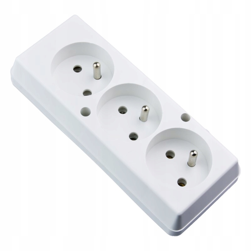 Gniazdo przenośne potrójne 16A 3x2P 250V białe GN-370