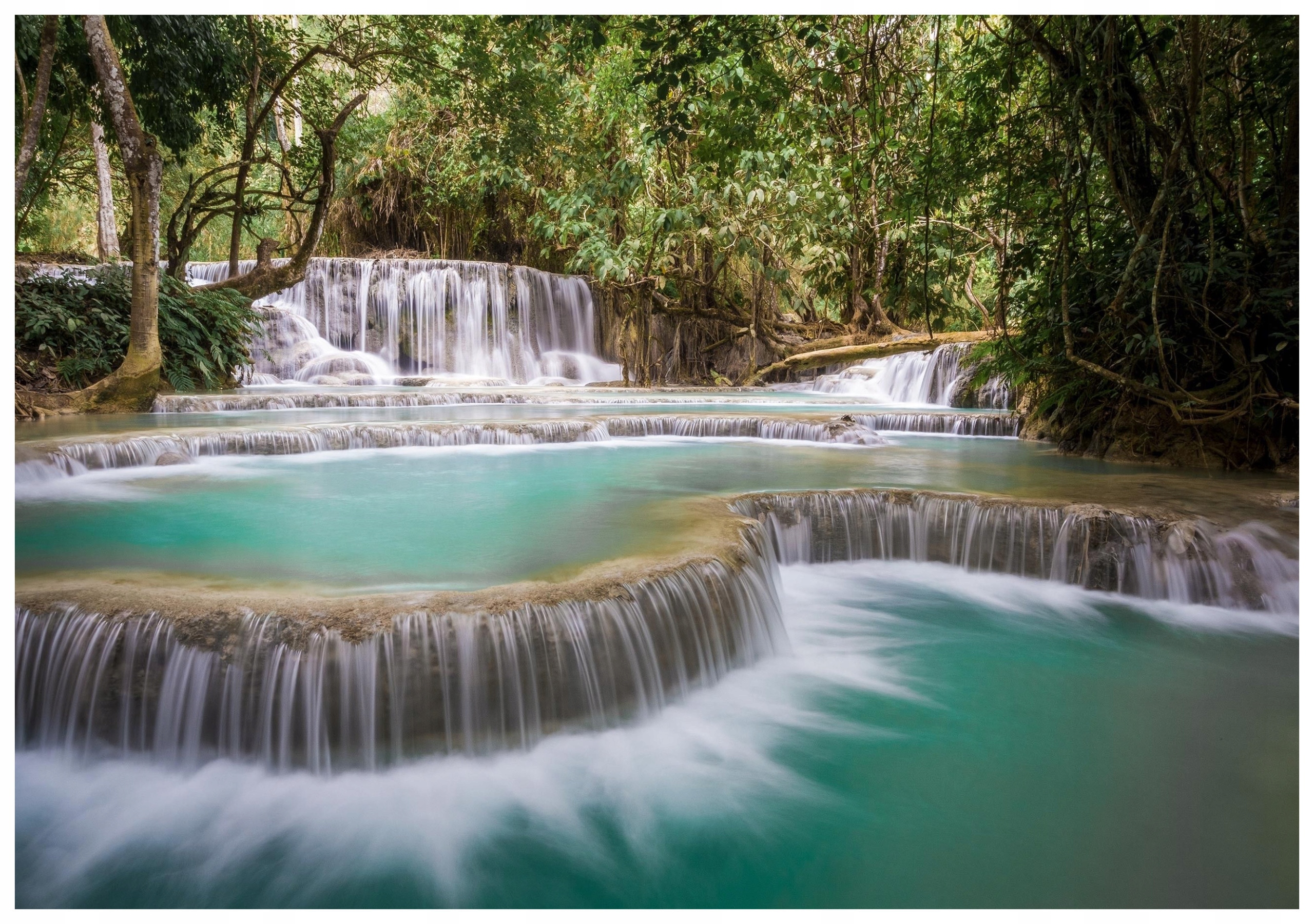 Fototapeta Vodopád tropický les kameny vinylová 312x219 lepidlo