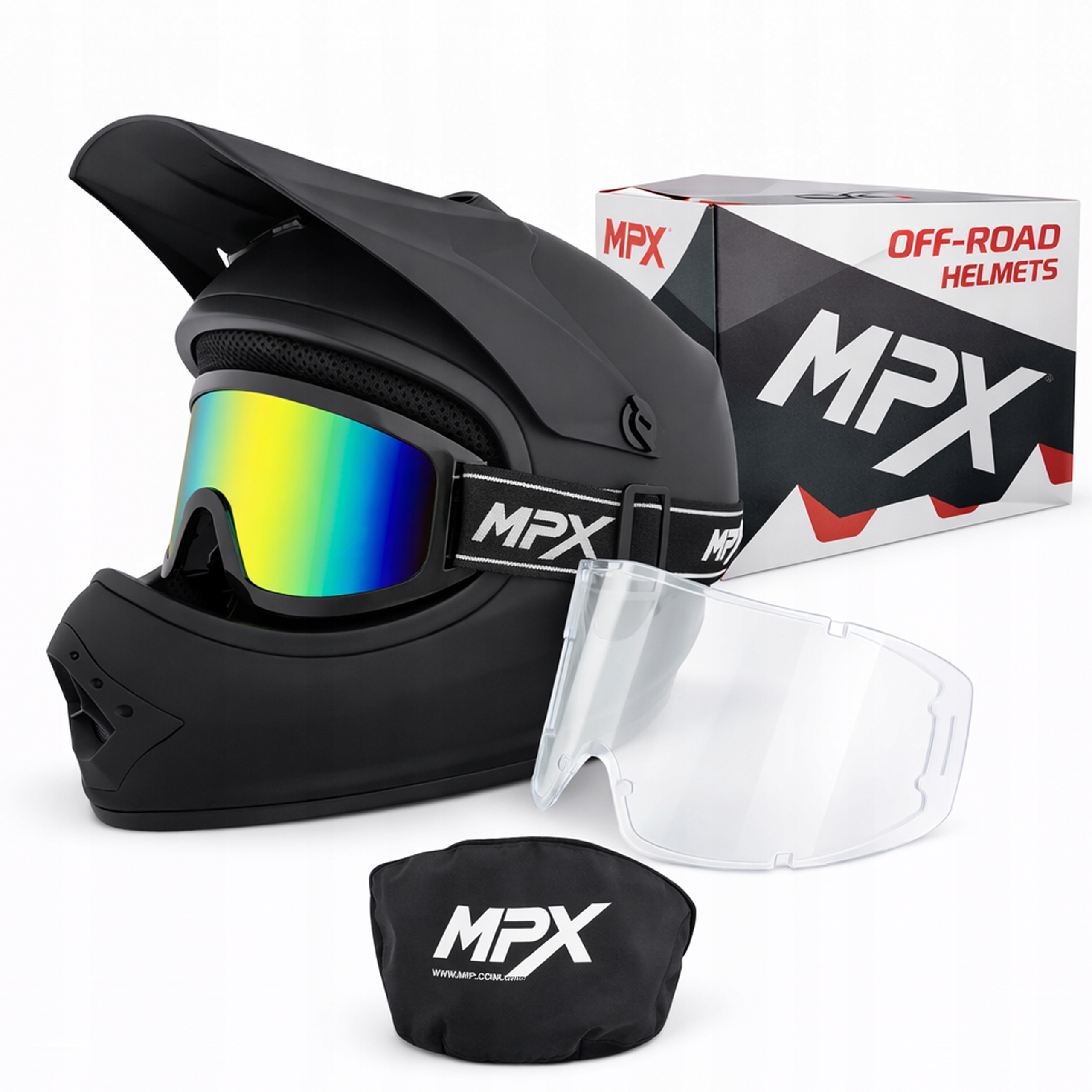 Kask dla dzieci Crossowy+Gogle Enduro Mini Quad Atv Cross Bmx Hulajnoga S