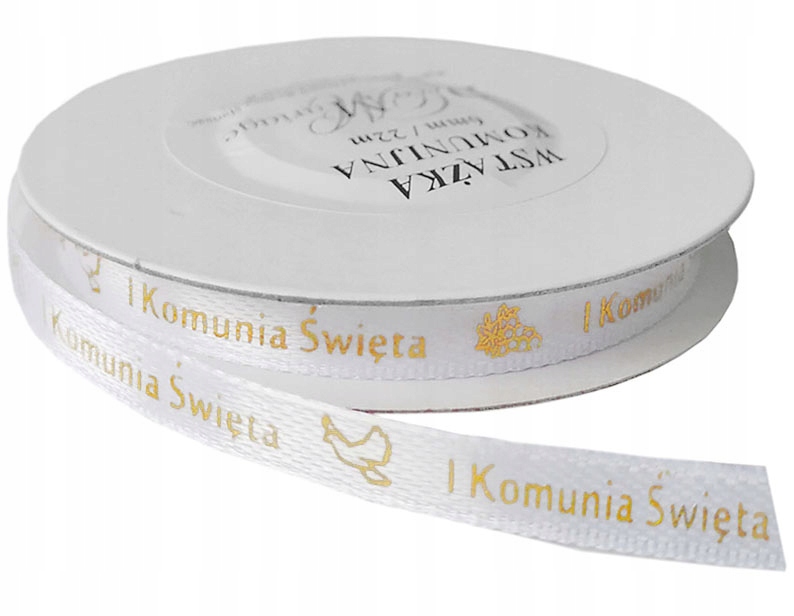 WSTĄŻKA KOMUNIJNA 6mm DEC dekoracja na komunię komunia tasiemka satynowa