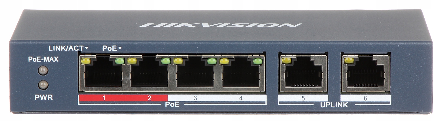 Switch PoE 4+2 Hikvision DS-3E0106P-E/M 6-Portový