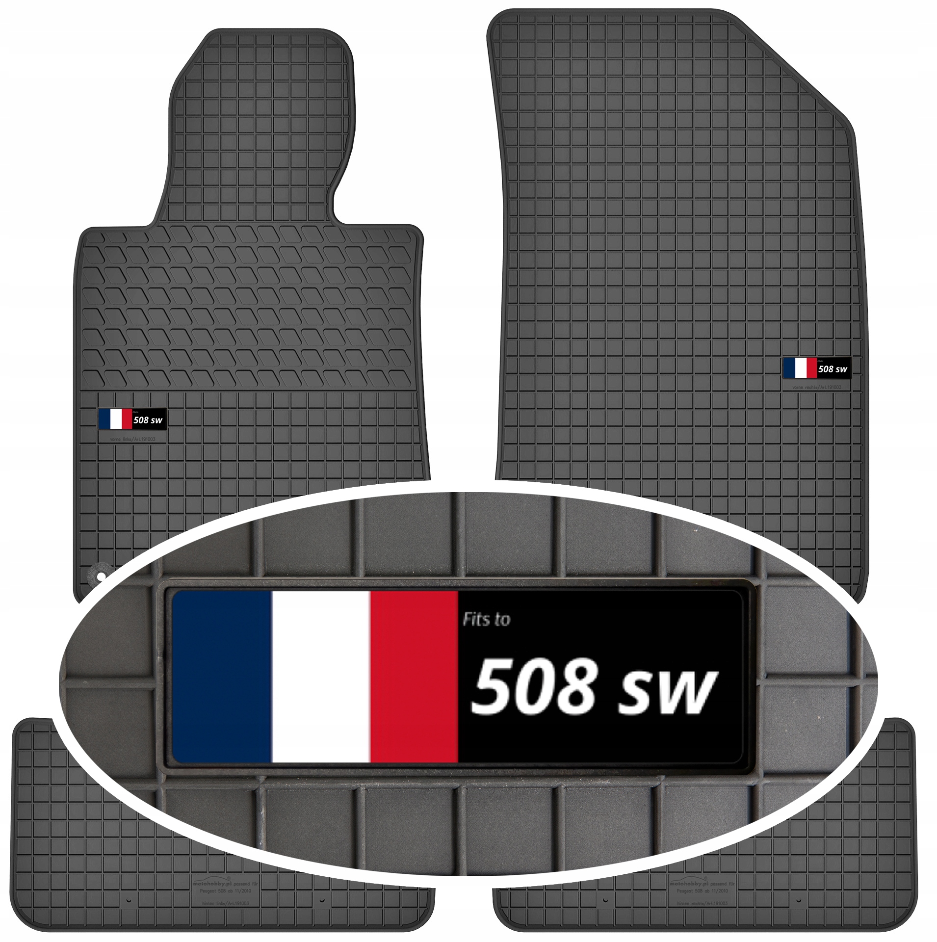 Peugeot 508 I Sw Kombi 2010-2017 Dywaniki gumowe Motohobby Emblemat