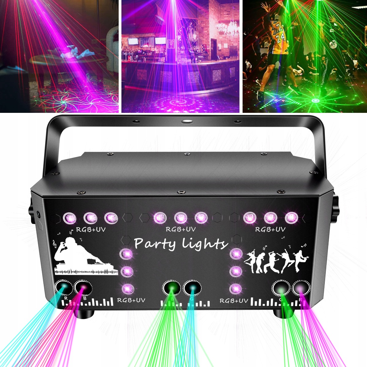 Dj diskotékové světlo 21 oček, Rgb párty jevištní světla s dálkovým ovládáním
