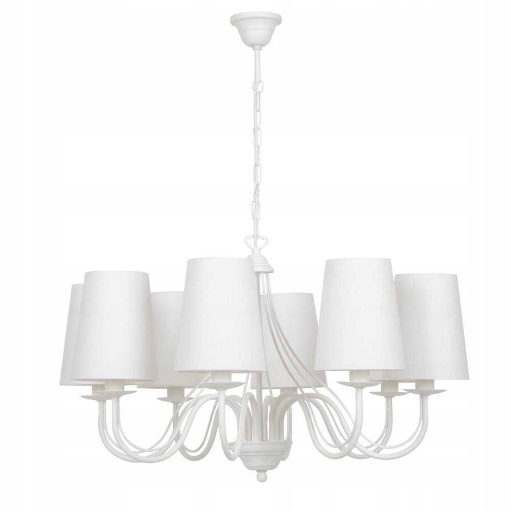 Żyrandol Dalpi Light Arana 8 Klasyczny Biały 8xE14 Stożkowy Abażur Metal
