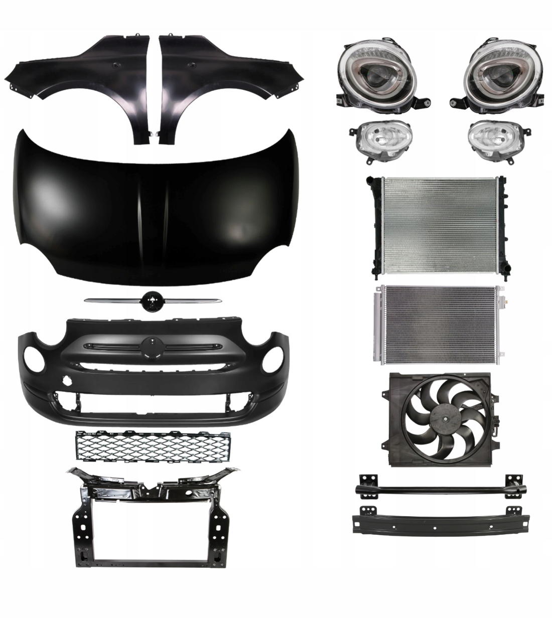 Fiat 500 15- Zderzak Pas Maska Błotnik ZESTAW CZĘŚCI