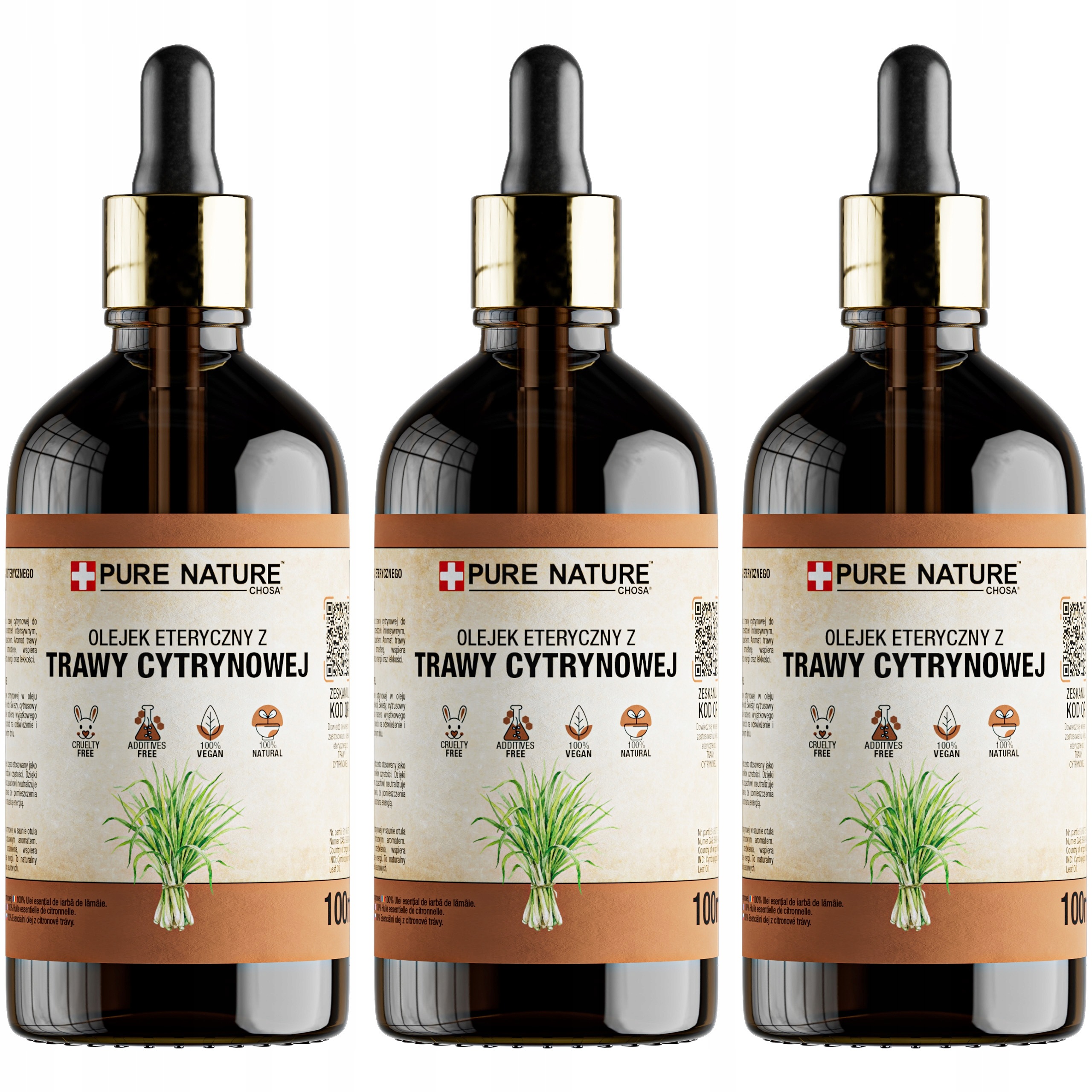 Olejek Z Trawy Cytrynowej Eteryczny Naturalny Bez Dodatków 3 x 100ml