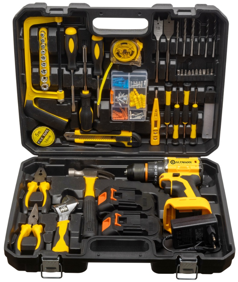 Zestaw narzędziowy z bezszczotkową wiertarko-wkrętarką