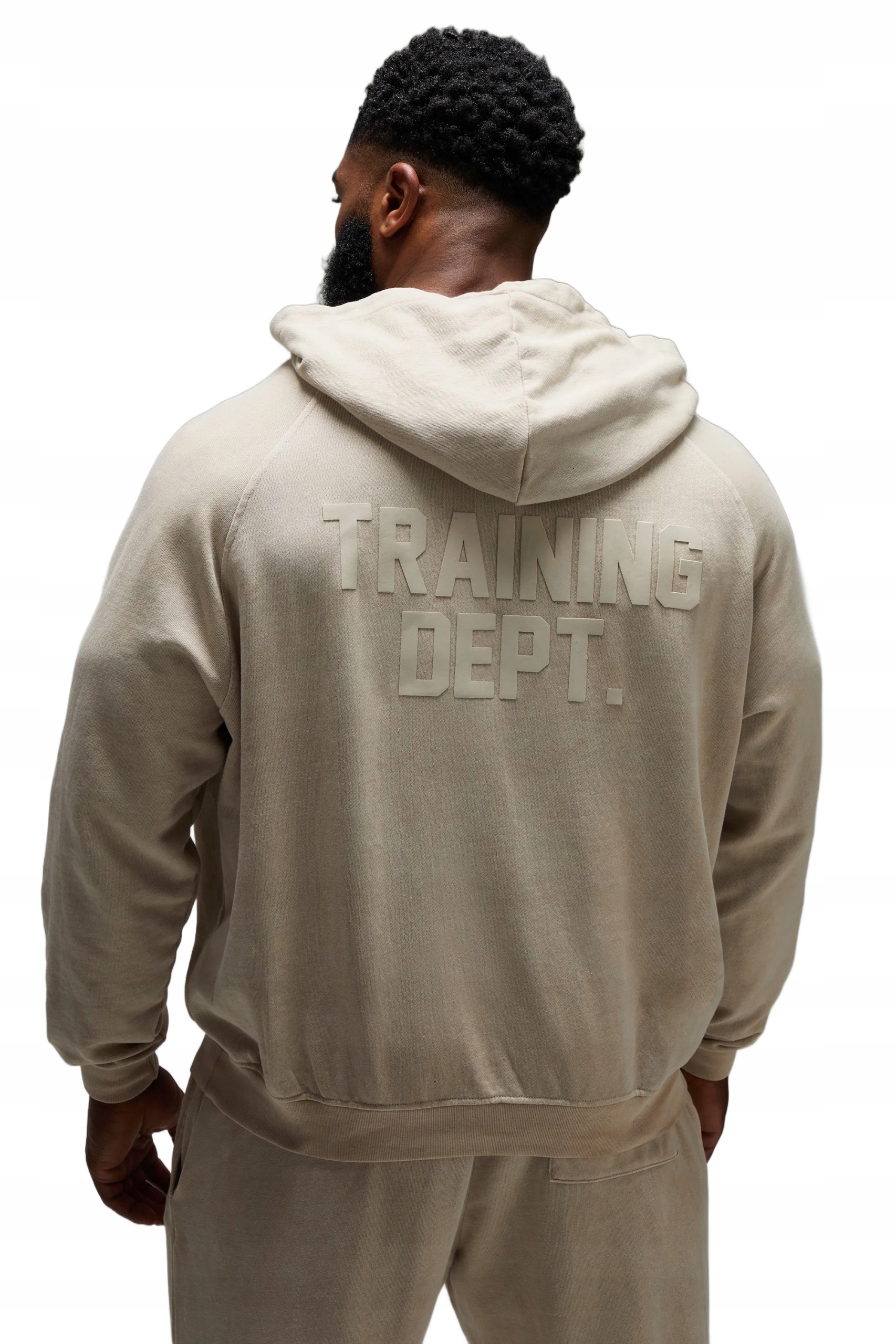 Boohooman Pánská Mikina Béžová S Kapucí Dlouhý Rukáv Nápis L Z3A