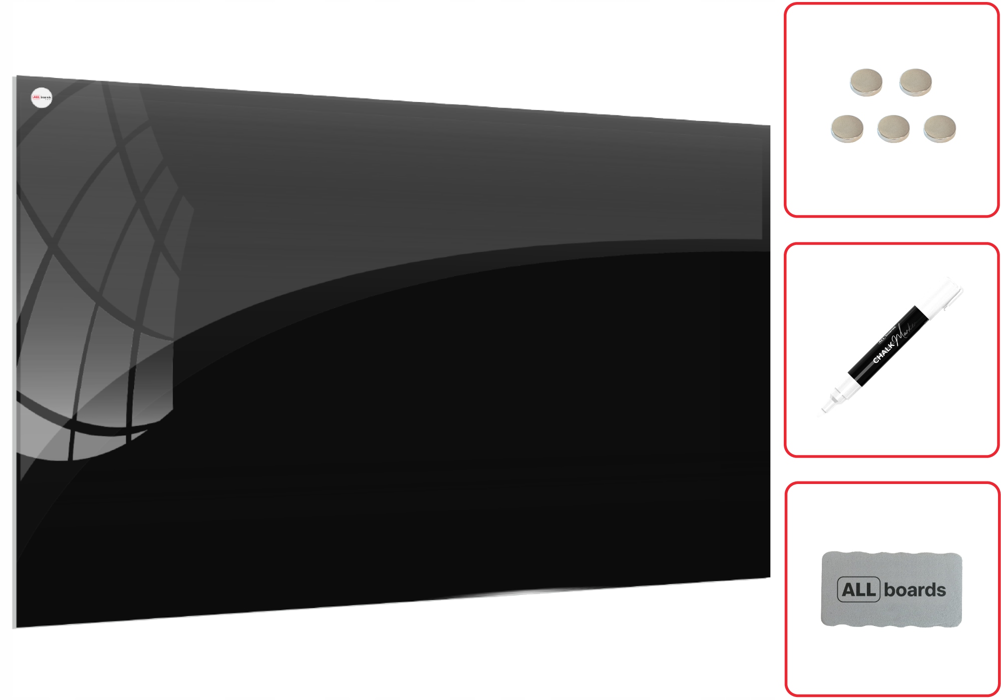 

Tablica magnetyczna szklana Czarna 100x70 +gratisy