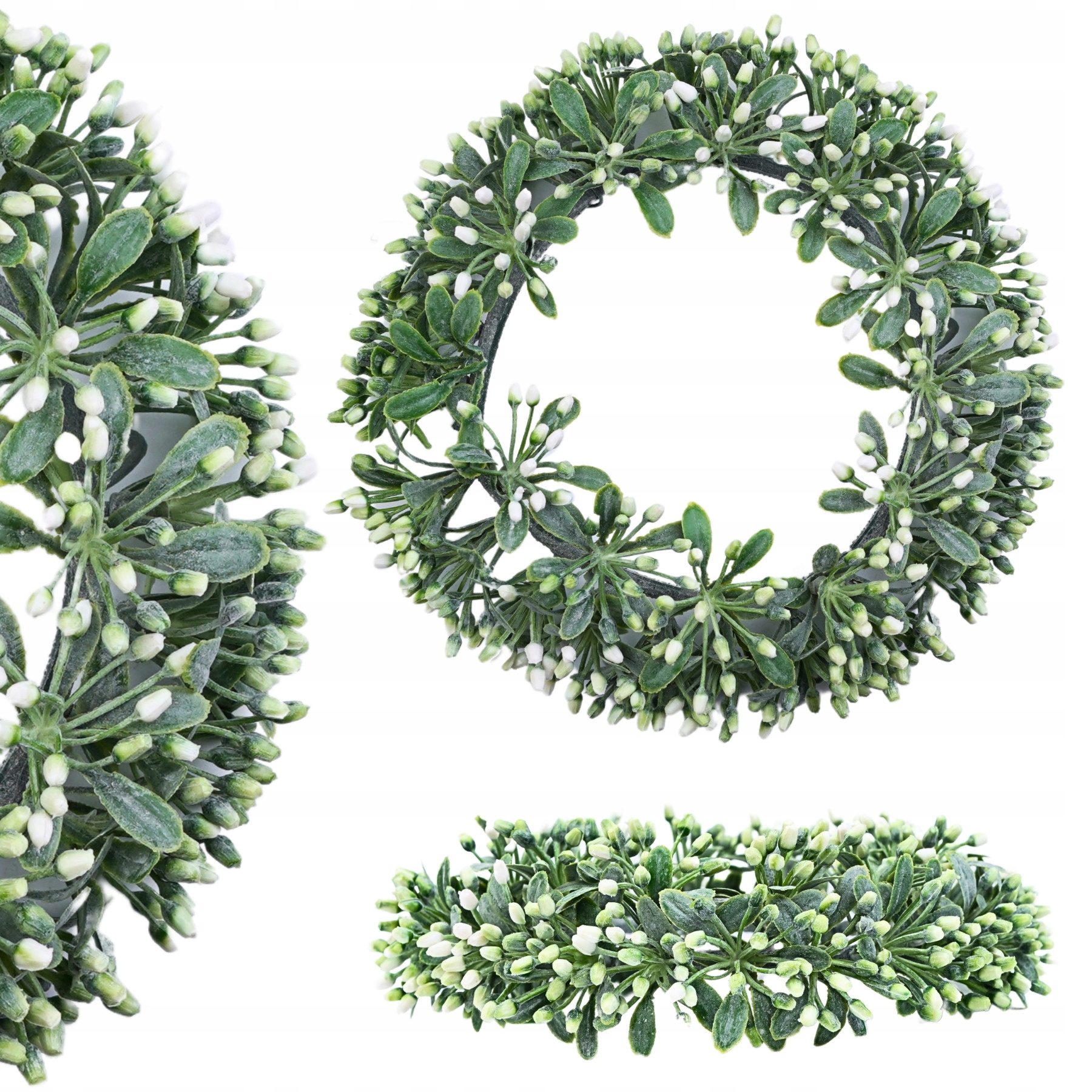 WIANEK LIŚCIE NA STÓŁ DRZWI DEKORACJA BOHO BIAŁE KULECZKI 18 cm STROIK