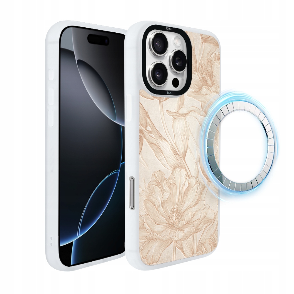 Pouzdro pro iPhone 16 Pro Max Ibizu DropGuard Matt s MagSafe, Biskwit, bílé